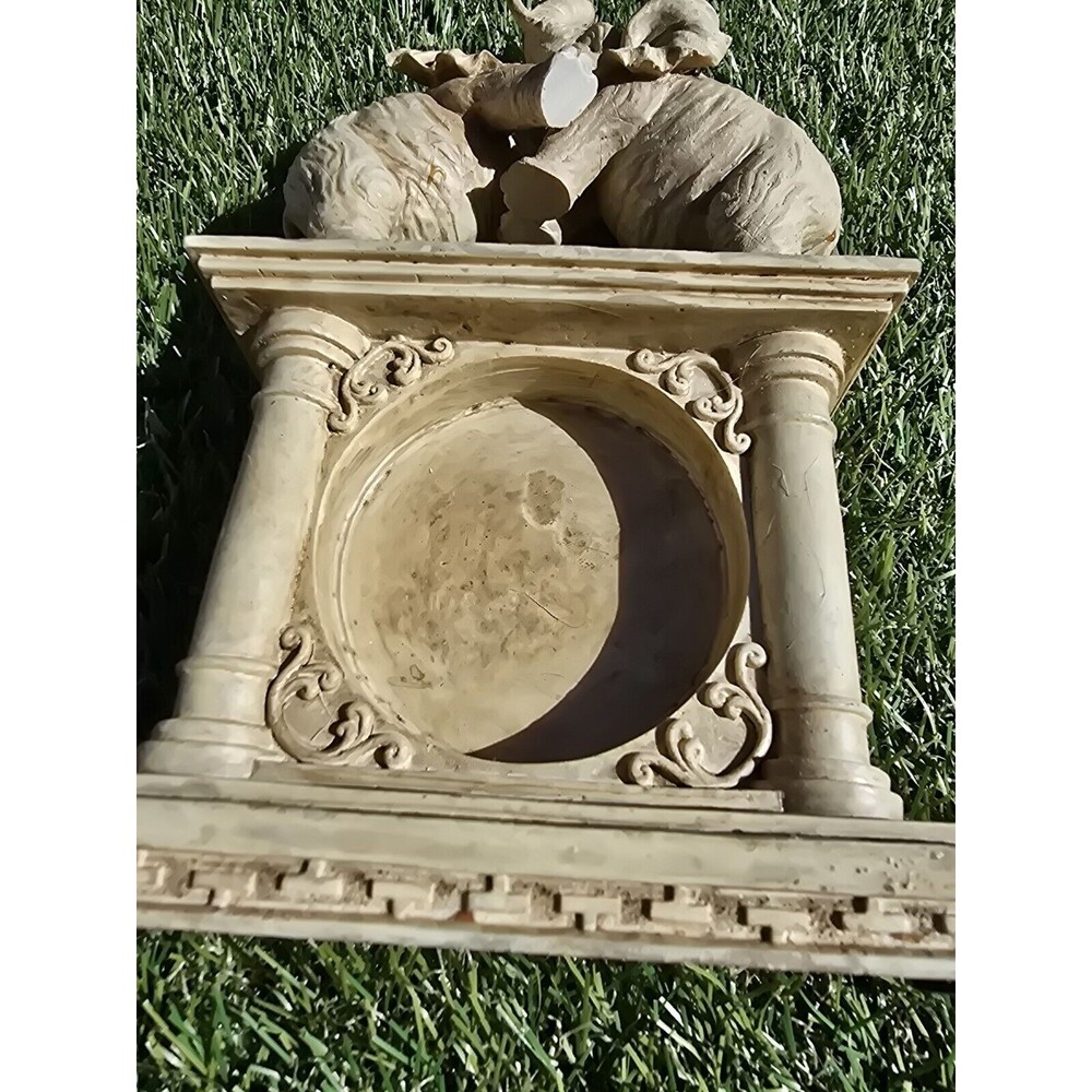 Standing Elephants Clock Mantle Free Standing Ivory Resin 10" Battery Operated - Picture 13 of 15